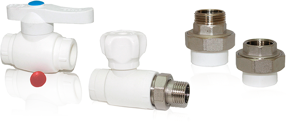 Turkish quality at a reasonable price. Polypropylene ball and radiator valves, split combination fittings